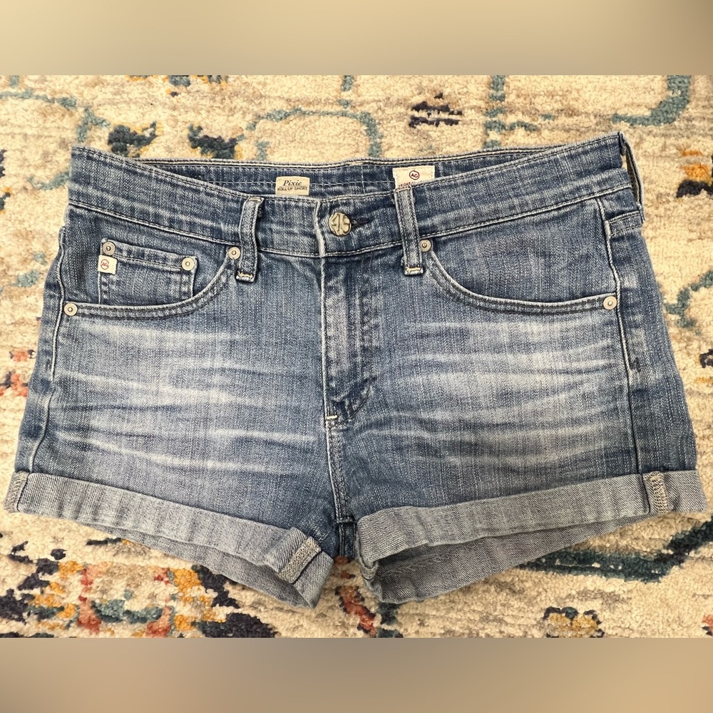 AG Adriano Goldschmied Light Blue Denim Cuffed Jean Shorts